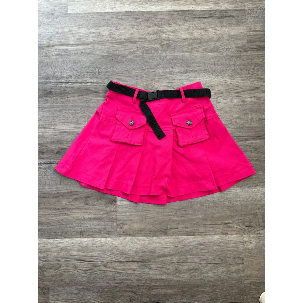 Body By‎ Us Girl's Hot Pink Pleated Cargo Mini Skirt with Belt Size 14